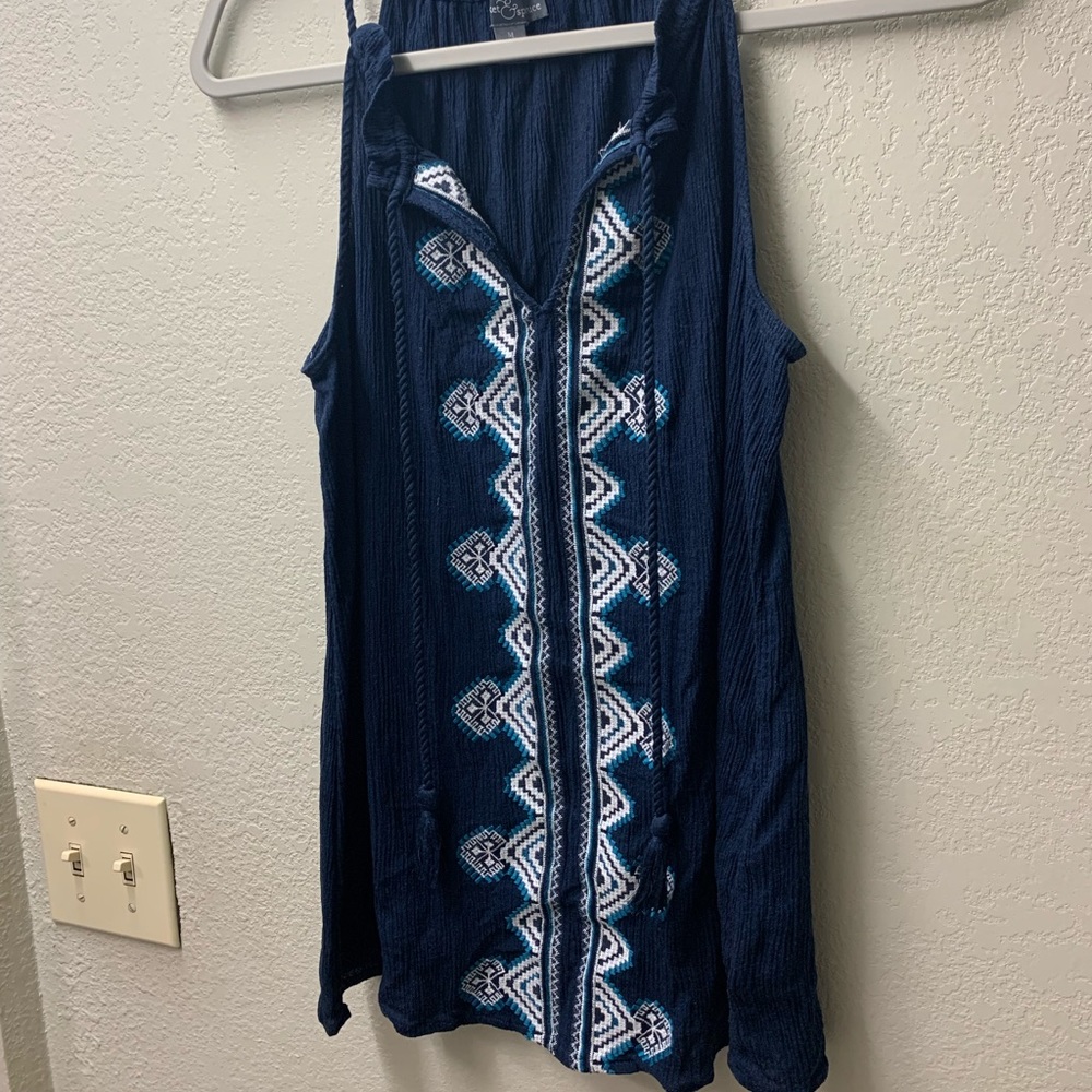 Stitch Fix - Market and Spruce blue embroidered Aztec design tank